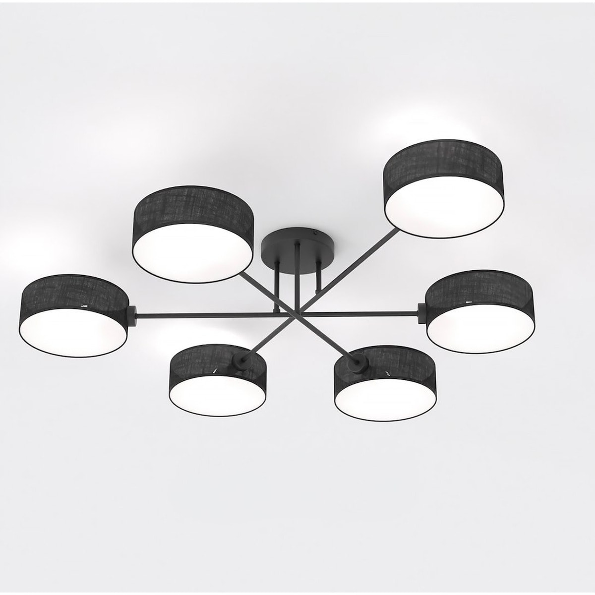 Lampada a sospensione Maga 6 bracci in acciaio nero opaco