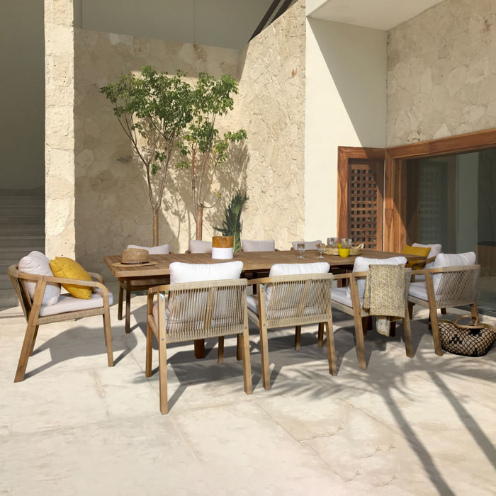 Ensemble de jardin table extensible en bois d'acacia 10 places SAONA
