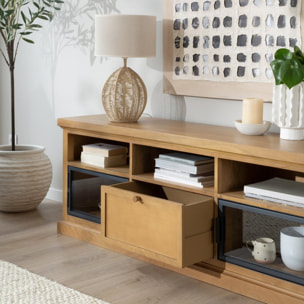 Meuble tv Parma -bois massif de manguier et métal-couleur provence naturelle 157 x 59 x 40 cm