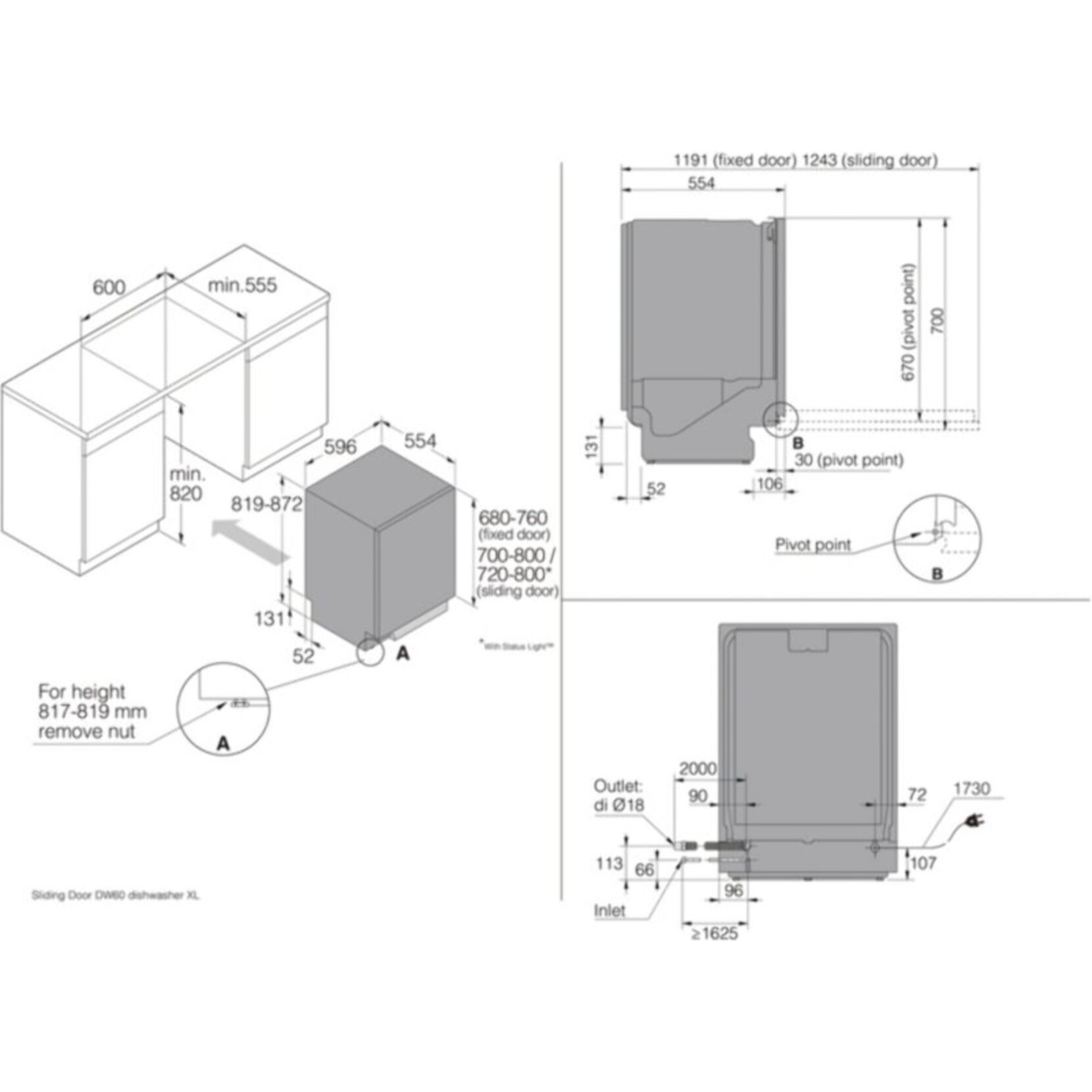 Lave vaisselle encastrable ASKO DSD544B écran tactile et bras de lavage inox