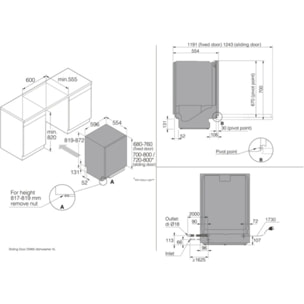 Lave vaisselle encastrable ASKO DSD544B écran tactile et bras de lavage inox