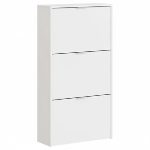 Scarpiera A Ribalta Salvaspazio 3 Ante E 6 Ripiani Mobile Portascarpe Fino A 20 Paia Di Scarpe Ingresso Corridoio Retro Porta 113 x 60 x 22 Cm Bianco