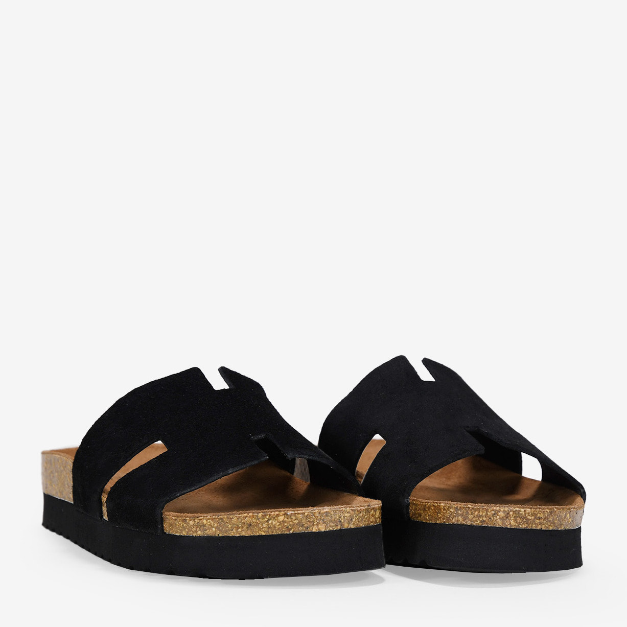 Sandalias de piel negras con suela bio