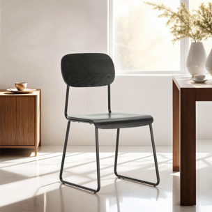 Lot de 2 tabourets de bar effet bois - EKEN