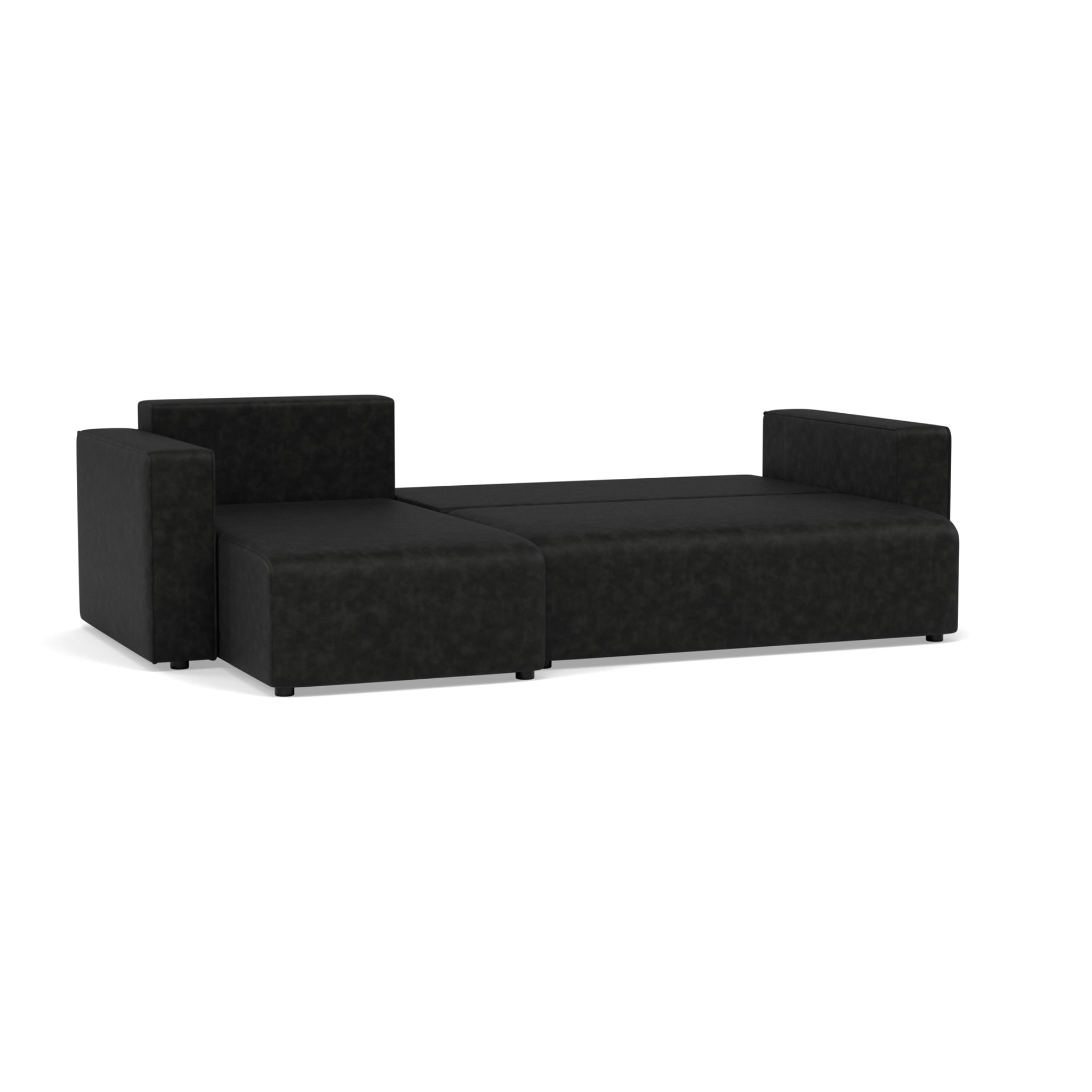 Topaze - canapé d'angle réversible 4 places convertible avec coffre en simili - Noir