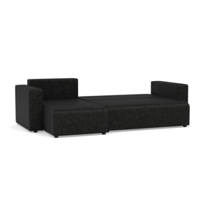 Topaze - canapé d'angle réversible 4 places convertible avec coffre en simili - Noir