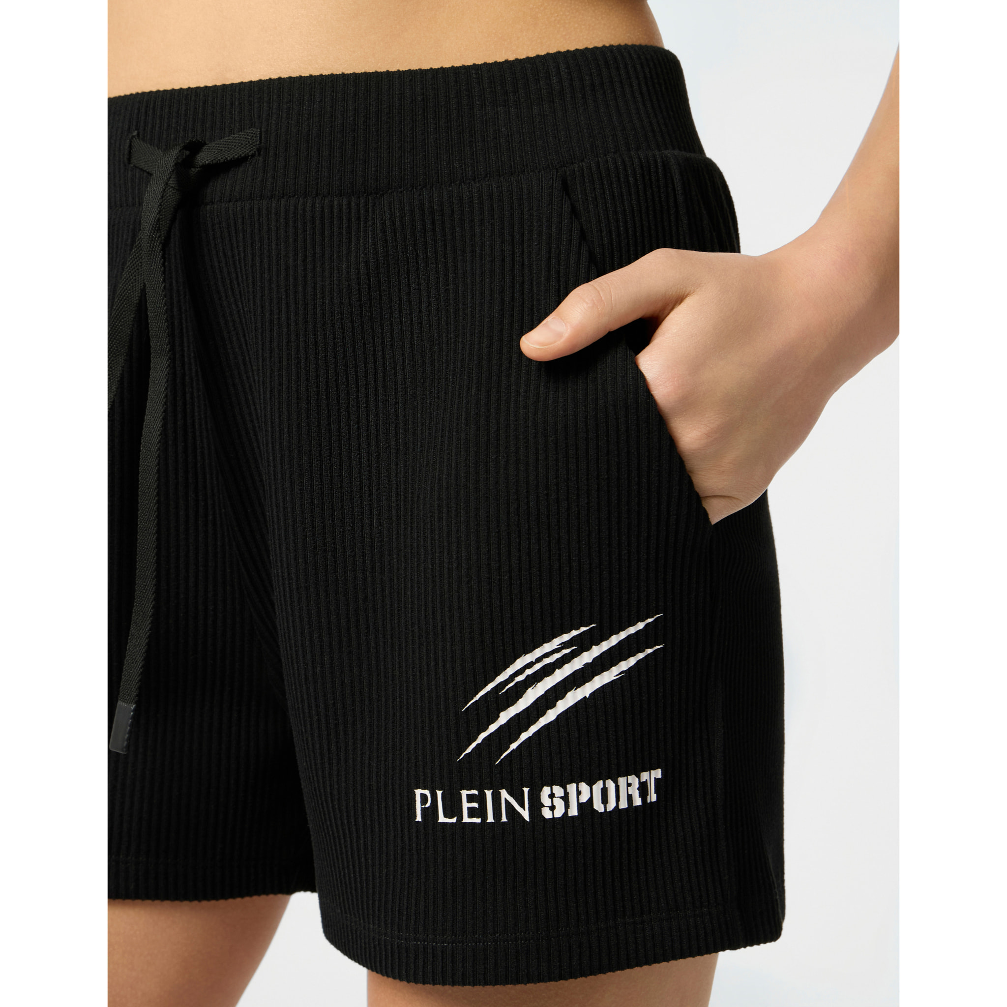 PLEIN SPORT Ribbed Loose Fit Shorts Scratch