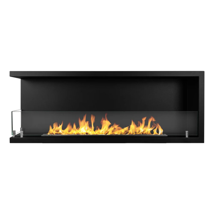 Sutri 120 - Camino a Bioetanolo da Incasso Angolare Sinistro 120x45x22,4 cm con Bruciatore 1,25lt in Acciaio