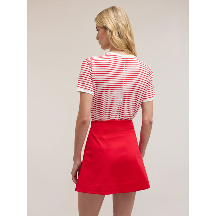Motivi - T-shirt in cotone a righe - Rosso