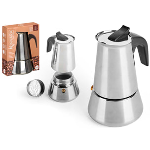 Caffettiera a induzione in acciaio inox con una capacità di 300ml/6 tazze