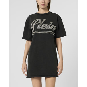 PHILIPP PLEIN Open Back T-Shirt Dress Strass Signature