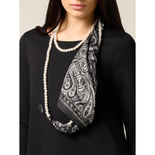 Oltre - Vestido acampanado con detalle de pañuelo - Negro