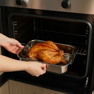 juego de 3 bandejas para hornear en acero inoxidable con asas