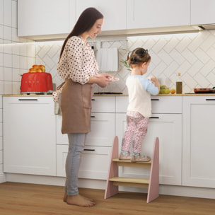 Taburete para Niños de 2 Peldaños Torre de Aprendizaje Escalera para Niños de +3 Años para Baño Cocina Librería Dormitorio Rosa