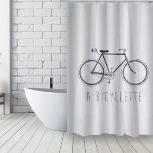 Rideau de douche Français Polyester 180x200cm BICYCLETTE Bleu & Blanc MSV