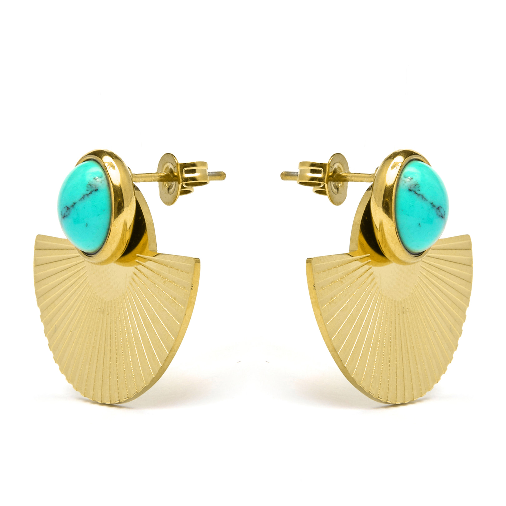 Pendientes de Turquesa acabados en oro amarillo de 18K- Ria