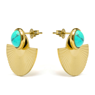 Pendientes de Turquesa acabados en oro amarillo de 18K- Ria
