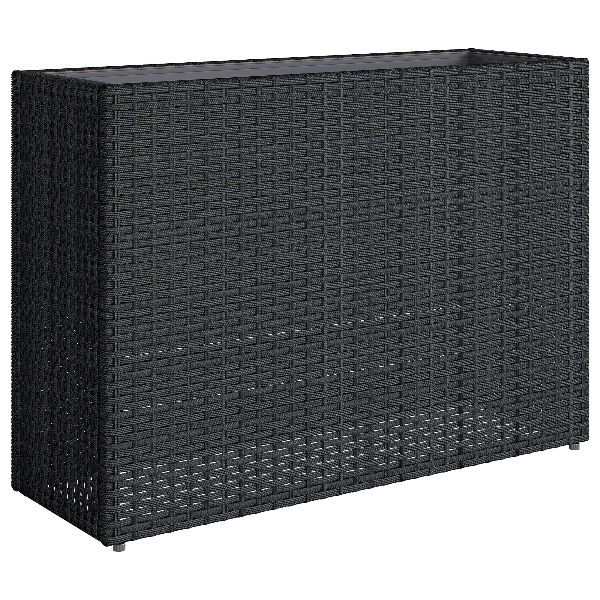 Jardinière haute résine tressée 4 fils noir