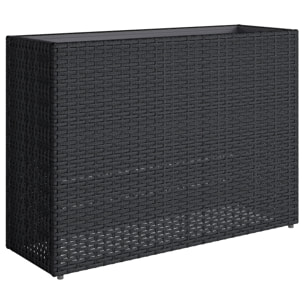 Jardinière haute résine tressée 4 fils noir