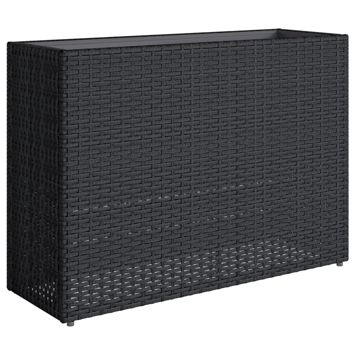 Jardinière haute résine tressée 4 fils noir