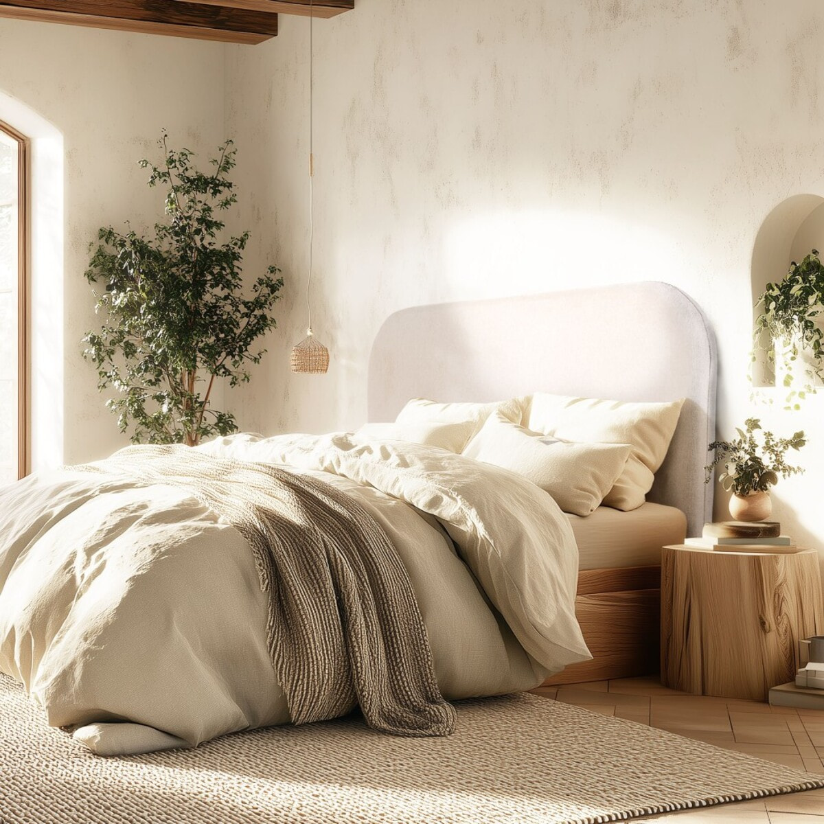 ARTHUR - Tête de lit rembourrée pour lits 140/160cm couleur beige