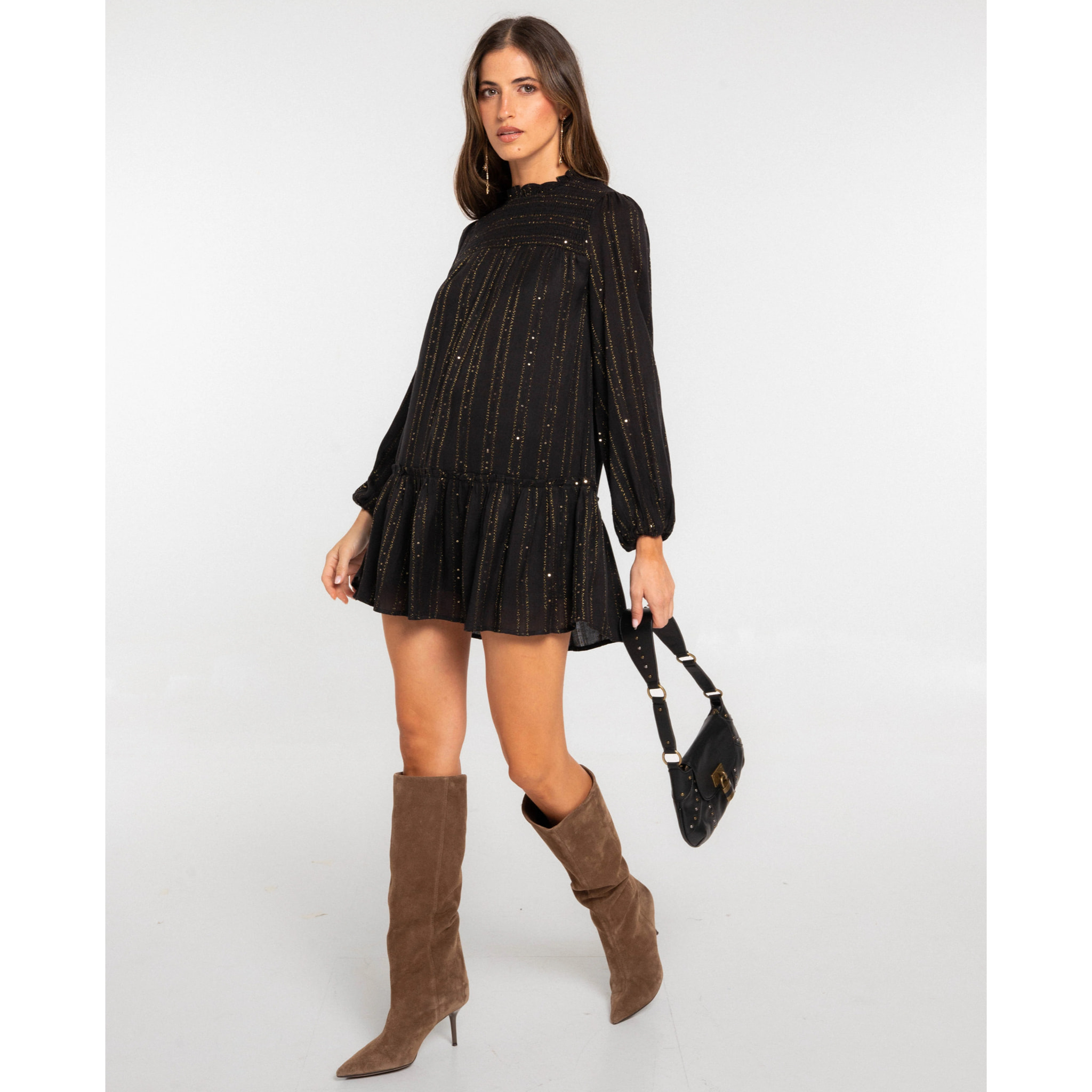 Vestido corto con lúrex de mujer