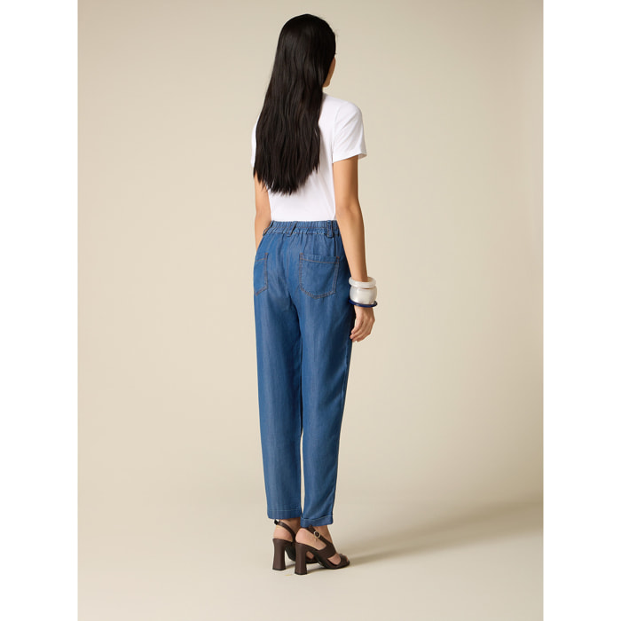 Oltre - Joggers in tencel effetto denim - Blu