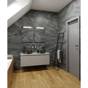 Vasque à poser 38 x 38 x 11 cm Aurum gun métal noir brossé en acier inoxydable avec bonde sans trop-plein (SATAUR3838BGM)