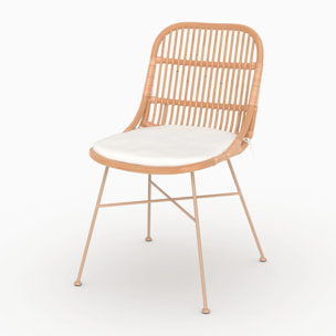 Lot de 2 chaises en rotin beige et pieds en métal beige - Moon