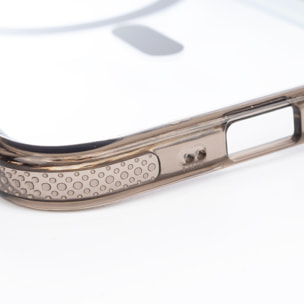 Custodia trasparente con fotocamera coperta e bordi neri. Magsafe per iPhone 17 Air.