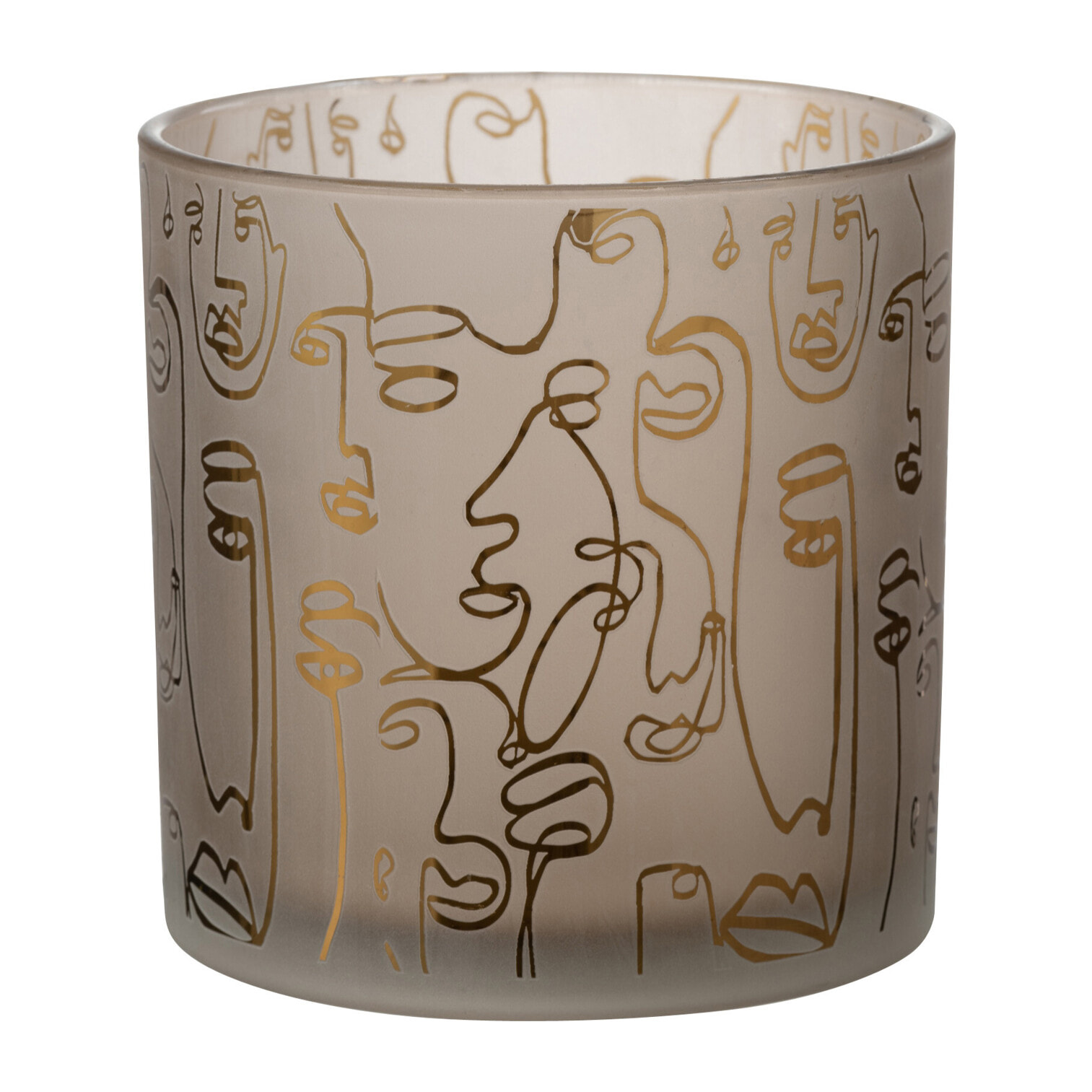 J-Line photophore Happy Faces - verre - beige - large