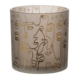 J-Line photophore Happy Faces - verre - beige - large