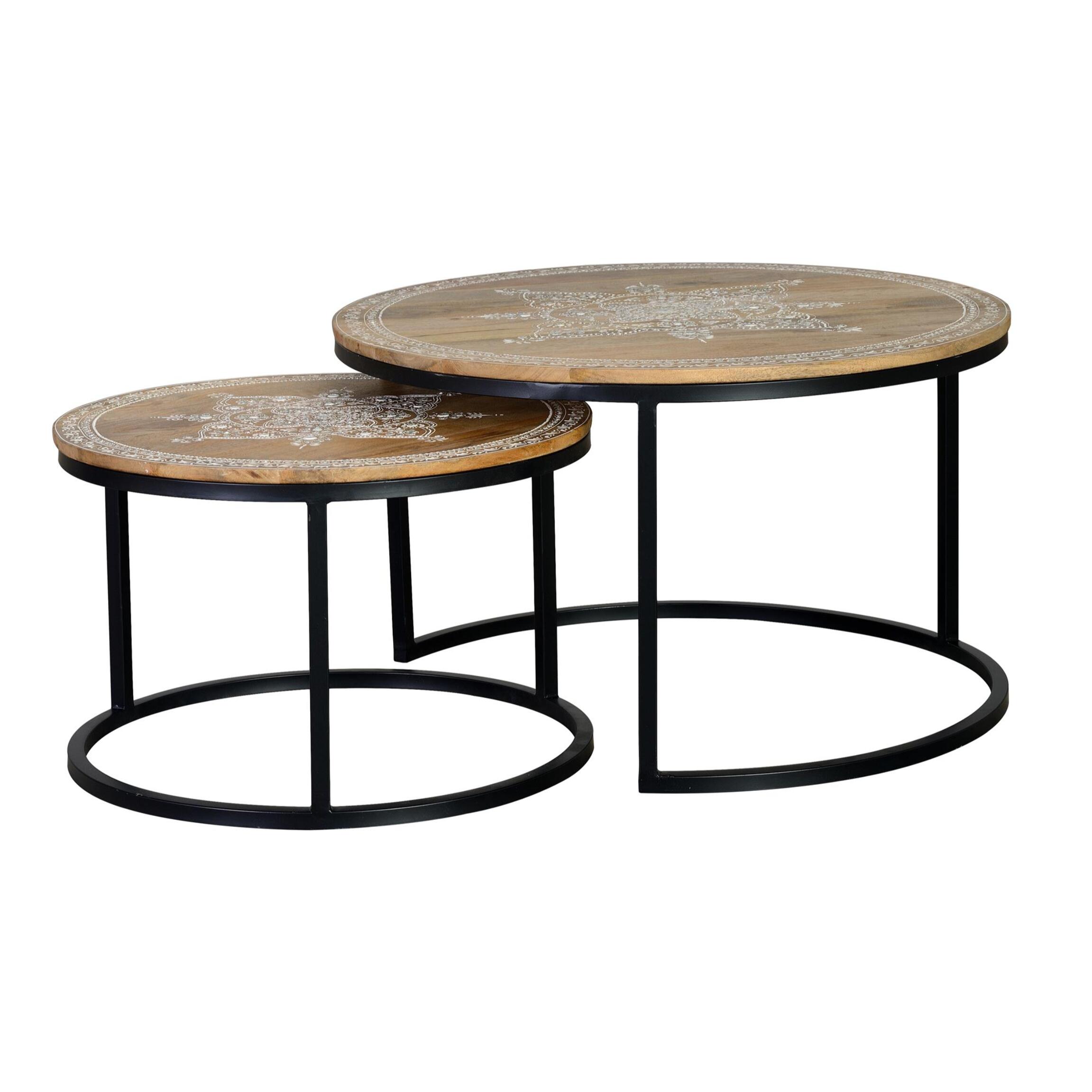 Set de 2 mesas - madera de mango