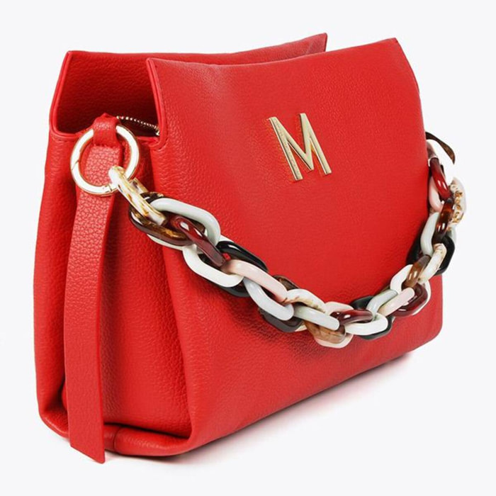 Borsa grande effetto pelle con manico multicolore