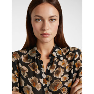 Elena Mirò - Camisa de georgette con flores - Negro