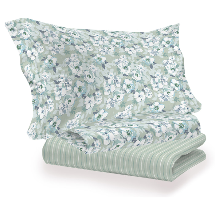 Completo letto indie verde in cotone 100% cotone