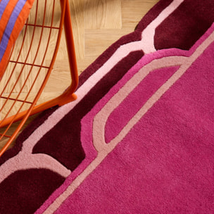 PANTONE - Tapis en laine fait main NUAGE SUCRE à motif géométrique rose