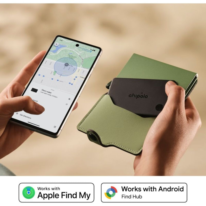 Tracker GPS CHIPOLO Card rechargeable ss fil gris charbon