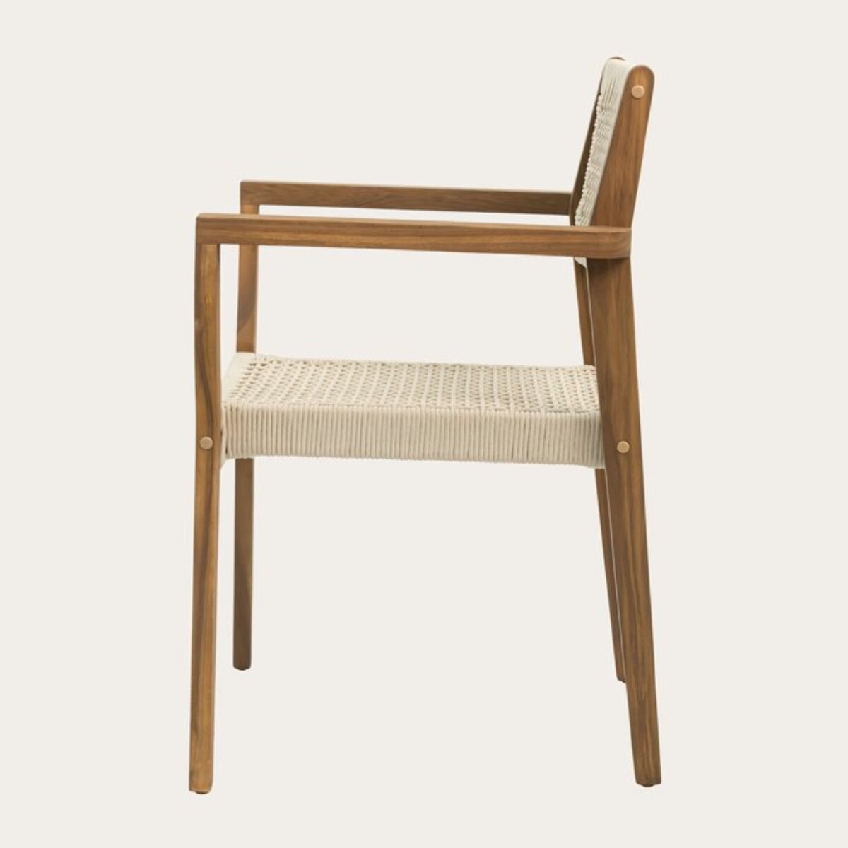 Chaise de jardin Tina -bois massif d'acacia et corde-couleur beige 58 x 83 x 60 cm