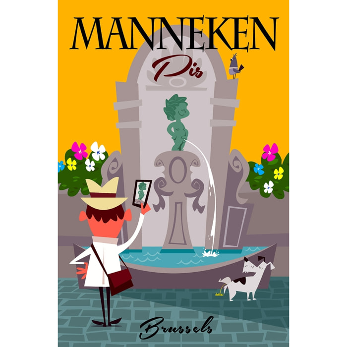 Tableau retro manneken pis à bruxelles Tableau plexiglas