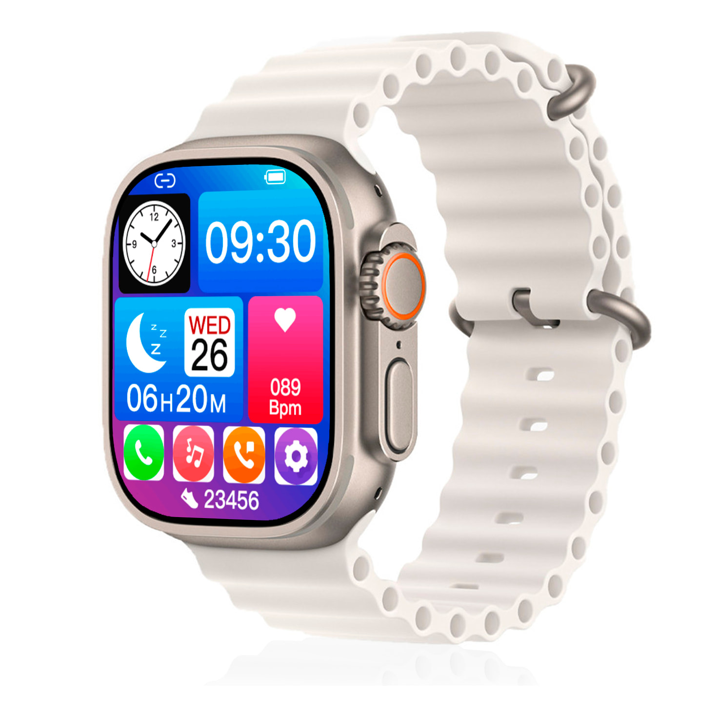 Smartwatch Z55 Ultra2 con llamadas Bluetooth, monitor de salud, modos deportivos, corona multifunción y botón de acceso rápido configurable.