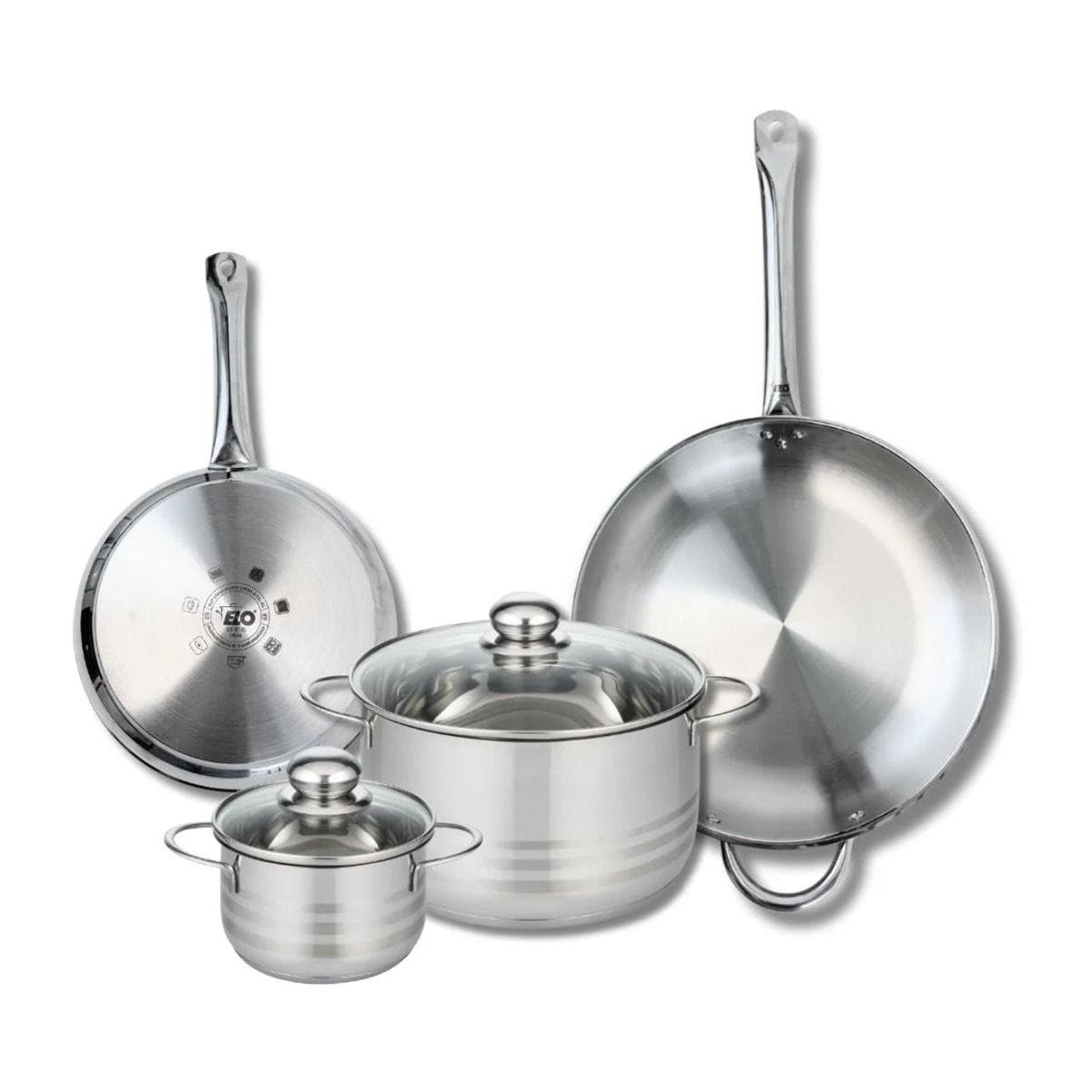 Ensemble de 2 Poêles de cuisson 24 et 32 cm et 2 faitouts 14 et 24 cm Elo Profi Brillant