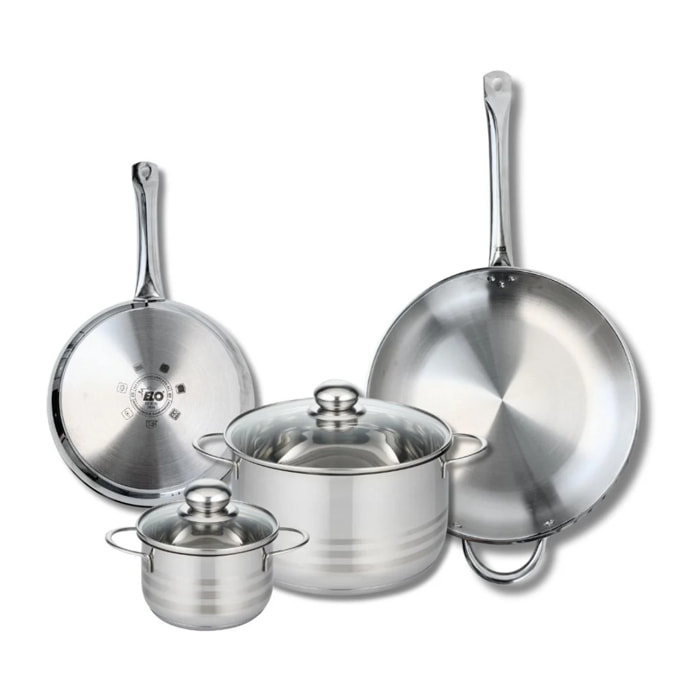 Ensemble de 2 Poêles de cuisson 24 et 32 cm et 2 faitouts 14 et 24 cm Elo Profi Brillant