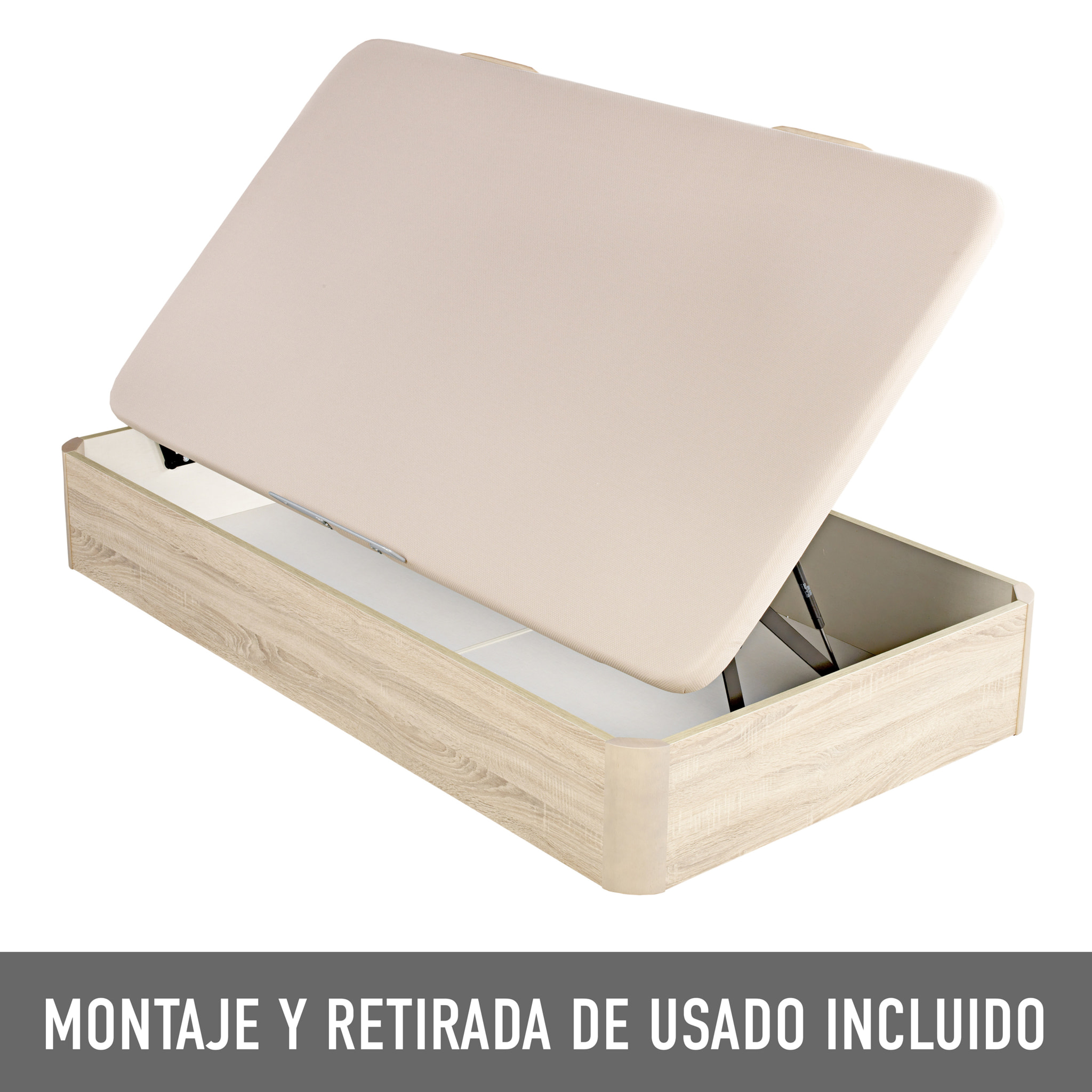 Canapé Abatible 32CM | ENVÍO, MONTAJE Y RECOGIDA ANTIGUO INCLUIDO | Apertura Lateral | Madera | Natural | WHAT THE SLEEP