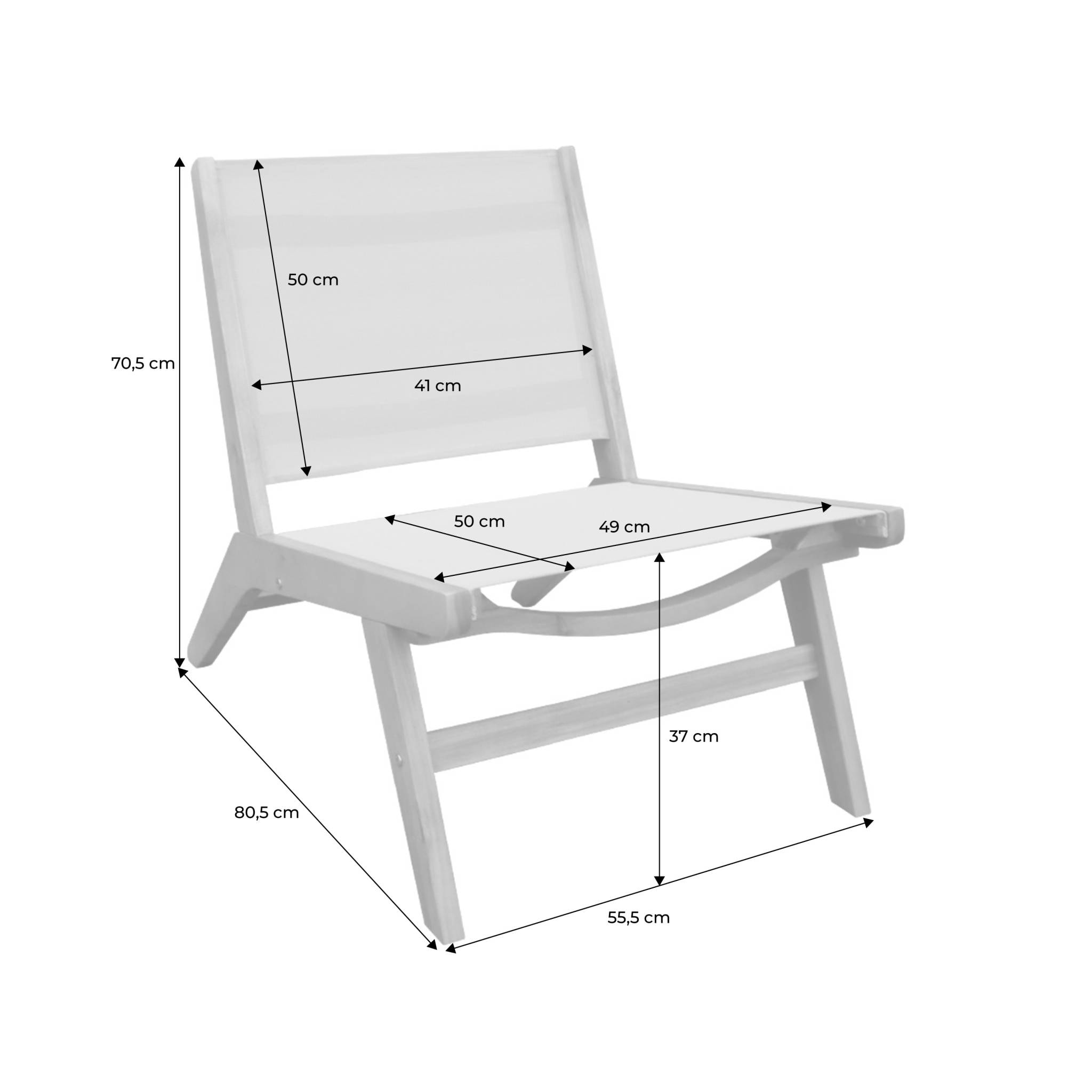 Fauteuil relax bois d'acacia et textilène (lot de 2) MADERA