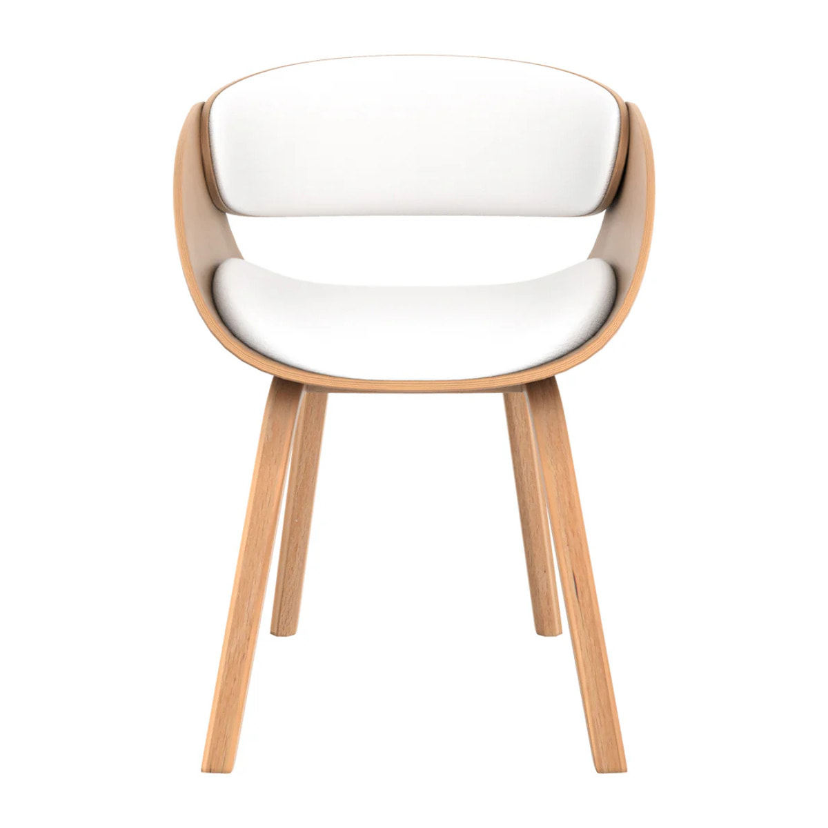 Chaise en bois clair et PU blanc - Adelmar
