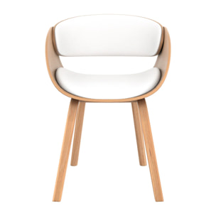 Chaise en bois clair et PU blanc - Adelmar