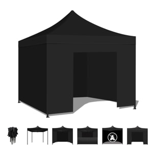 Taman Tenda / Gazebo Per Giardino 3X3 Impermeabile Tendone Pieghevole Per Fiere E Mercati Colore Nero