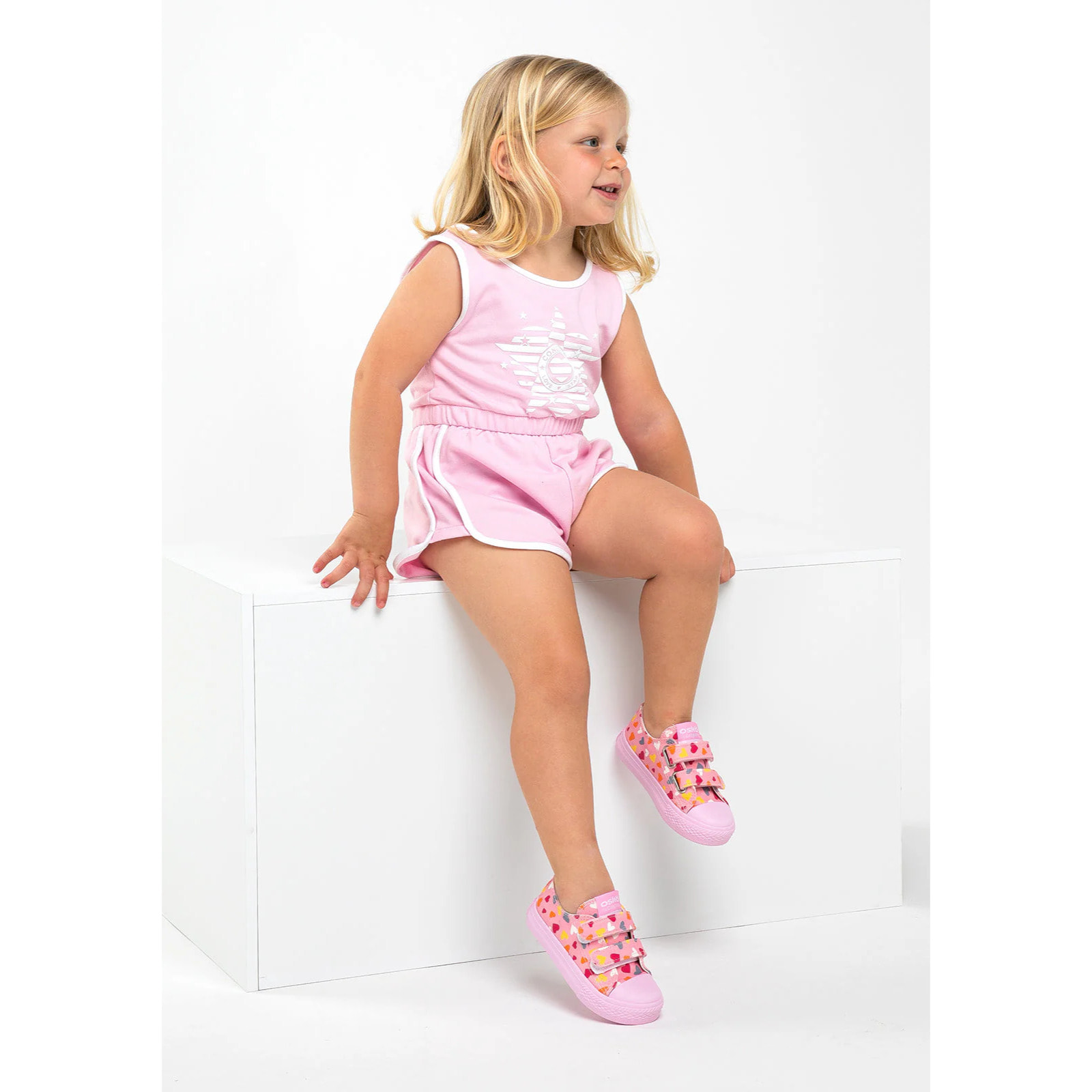 Zapatillas De Bebé Lona Estampado Corazón Rosa