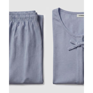 Pijama largo de algodón lazo índigo